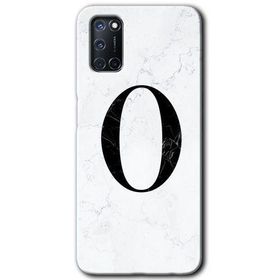 Oppo A52 Beyaz Mermer Desenli Ö Harfi Baskılı Uyumlu Silikon Kılıf