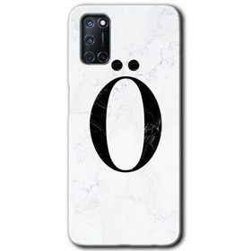 Oppo A52 Beyaz Mermer Desenli Ö Harfi Baskılı Uyumlu Silikon Kılıf