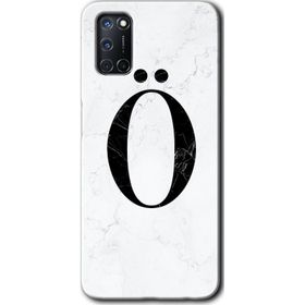 Oppo A52 Beyaz Mermer Desenli Ö Harfi Baskılı Uyumlu Silikon Kılıf
