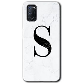 Oppo A52 Beyaz Mermer Desenli S Harfi Baskılı Uyumlu Silikon Kılıf