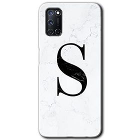 Oppo A52 Beyaz Mermer Desenli S Harfi Baskılı Uyumlu Silikon Kılıf