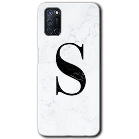Oppo A52 Beyaz Mermer Desenli S Harfi Baskılı Uyumlu Silikon Kılıf