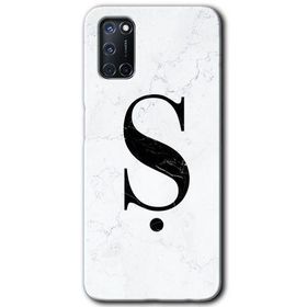 Oppo A52 Beyaz Mermer Desenli S Harfi Baskılı Uyumlu Silikon Kılıf