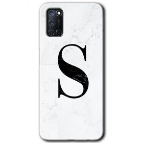 Oppo A52 Beyaz Mermer Desenli S Harfi Baskılı Uyumlu Silikon Kılıf