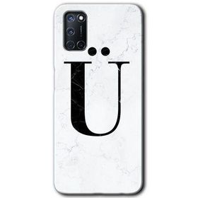 Oppo A52 Beyaz Mermer Desenli Ü Harfi Baskılı Uyumlu Silikon Kılıf
