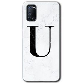 Oppo A52 Beyaz Mermer Desenli Ü Harfi Baskılı Uyumlu Silikon Kılıf