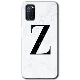 Oppo A52 Beyaz Mermer Desenli Z Harfi Baskılı Uyumlu Silikon Kılıf