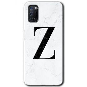 Oppo A52 Beyaz Mermer Desenli Z Harfi Baskılı Uyumlu Silikon Kılıf