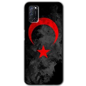 Oppo A52 Black Ayyıldız Baskılı Uyumlu Silikon Kılıf