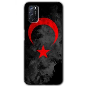 Oppo A52 Black Ayyıldız Baskılı Uyumlu Silikon Kılıf