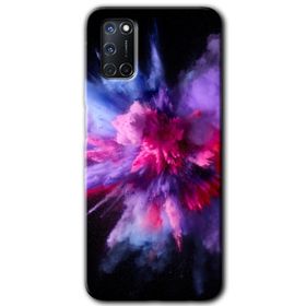 Oppo A52 Color Splash Purple Baskılı Uyumlu Silikon Kılıf