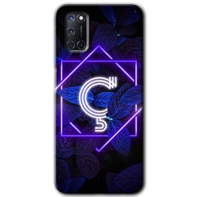 Oppo A52 Dark Neon Yaprak C Harfi Baskılı Uyumlu Silikon Kılıf