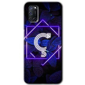 Oppo A52 Dark Neon Yaprak C Harfi Baskılı Uyumlu Silikon Kılıf