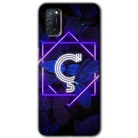 Oppo A52 Dark Neon Yaprak C Harfi Baskılı Uyumlu Silikon Kılıf