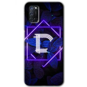 Oppo A52 Dark Neon Yaprak D Harfi Baskılı Uyumlu Silikon Kılıf