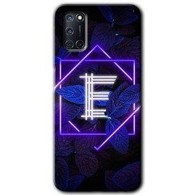 Oppo A52 Dark Neon Yaprak E Harfi Baskılı Uyumlu Silikon Kılıf