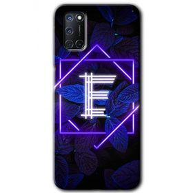 Oppo A52 Dark Neon Yaprak E Harfi Baskılı Uyumlu Silikon Kılıf