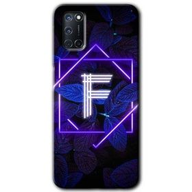Oppo A52 Dark Neon Yaprak F Harfi Baskılı Uyumlu Silikon Kılıf