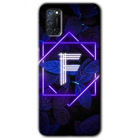 Oppo A52 Dark Neon Yaprak F Harfi Baskılı Uyumlu Silikon Kılıf