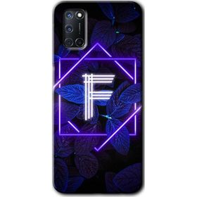 Oppo A52 Dark Neon Yaprak F Harfi Baskılı Uyumlu Silikon Kılıf