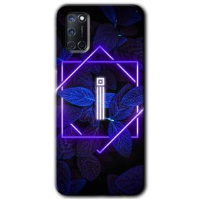 Oppo A52 Dark Neon Yaprak İ Harfi Baskılı Uyumlu Silikon Kılıf