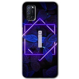 Oppo A52 Dark Neon Yaprak İ Harfi Baskılı Uyumlu Silikon Kılıf