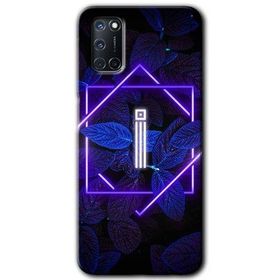 Oppo A52 Dark Neon Yaprak İ Harfi Baskılı Uyumlu Silikon Kılıf