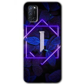 Oppo A52 Dark Neon Yaprak İ Harfi Baskılı Uyumlu Silikon Kılıf