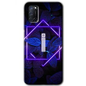 Oppo A52 Dark Neon Yaprak İ Harfi Baskılı Uyumlu Silikon Kılıf