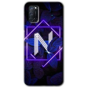 Oppo A52 Dark Neon Yaprak N Harfi Baskılı Uyumlu Silikon Kılıf