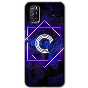 Oppo A52 Dark Neon Yaprak O Harfi Baskılı Uyumlu Silikon Kılıf