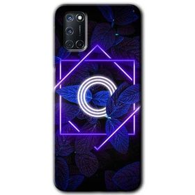 Oppo A52 Dark Neon Yaprak O Harfi Baskılı Uyumlu Silikon Kılıf