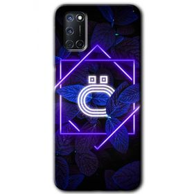 Oppo A52 Dark Neon Yaprak O Harfi Baskılı Uyumlu Silikon Kılıf