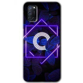 Oppo A52 Dark Neon Yaprak O Harfi Baskılı Uyumlu Silikon Kılıf