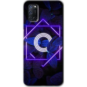 Oppo A52 Dark Neon Yaprak O Harfi Baskılı Uyumlu Silikon Kılıf