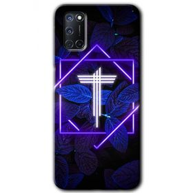 Oppo A52 Dark Neon Yaprak T Harfi Baskılı Uyumlu Silikon Kılıf