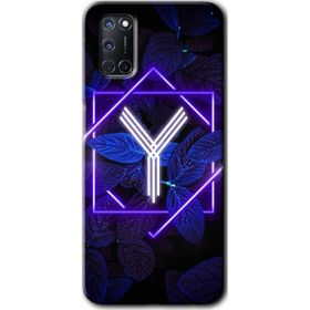 Oppo A52 Dark Neon Yaprak Y Harfi Baskılı Uyumlu Silikon Kılıf