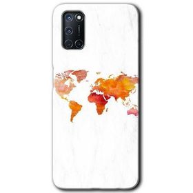 Oppo A52 Dünya Haritası Baskılı Uyumlu Silikon Kılıf