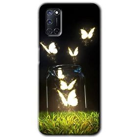 Oppo A52 Işıklı Kelebekler Baskılı Uyumlu Silikon Kılıf