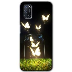 Oppo A52 Işıklı Kelebekler Baskılı Uyumlu Silikon Kılıf