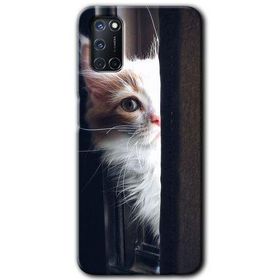 Oppo A52 Kedi Bakışı Baskılı Uyumlu Silikon Kılıf