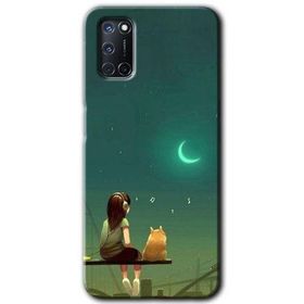 Oppo A52 Kedili Kız Baskılı Uyumlu Silikon Kılıf