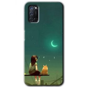 Oppo A52 Kedili Kız Baskılı Uyumlu Silikon Kılıf