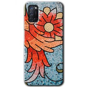 Oppo A52 Mozaik Çiçek Baskılı Uyumlu Silikon Kılıf