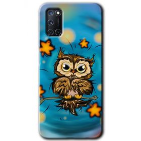 Oppo A52 Owl Bird Stars Baskılı Uyumlu Silikon Kılıf