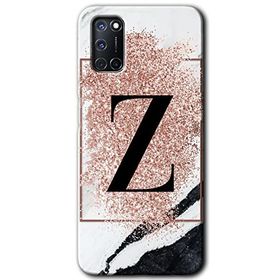 Oppo A52 Pembe Mermer Desenli Z Harfi Baskılı Uyumlu Silikon Kılıf