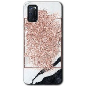 Oppo A52 Simli Mermer Baskılı Uyumlu Silikon Kılıf