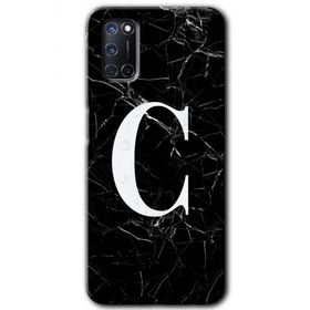 Oppo A52 Siyah Mermer Desenli Ç Harfi Baskılı Uyumlu Silikon Kılıf