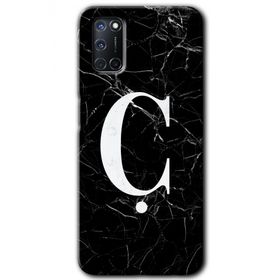 Oppo A52 Siyah Mermer Desenli Ç Harfi Baskılı Uyumlu Silikon Kılıf