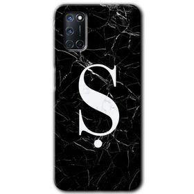 Oppo A52 Siyah Mermer Desenli Ş Harfi Baskılı Uyumlu Silikon Kılıf